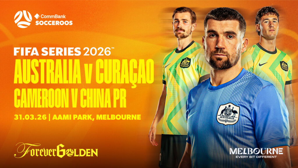 Australian men's footballers promoting the FIFA Series 2026.