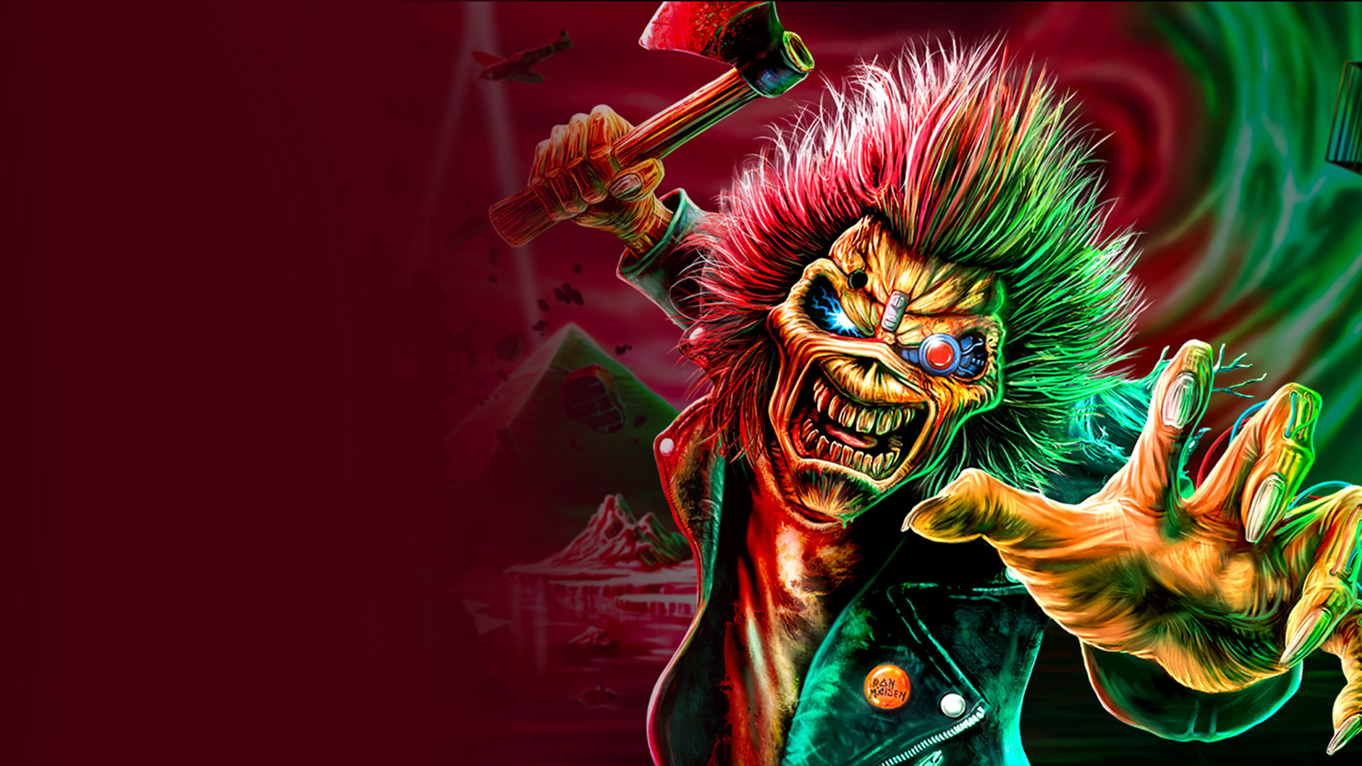 Iron Maiden wallpaper featuring the band's iconic logo and artwork.