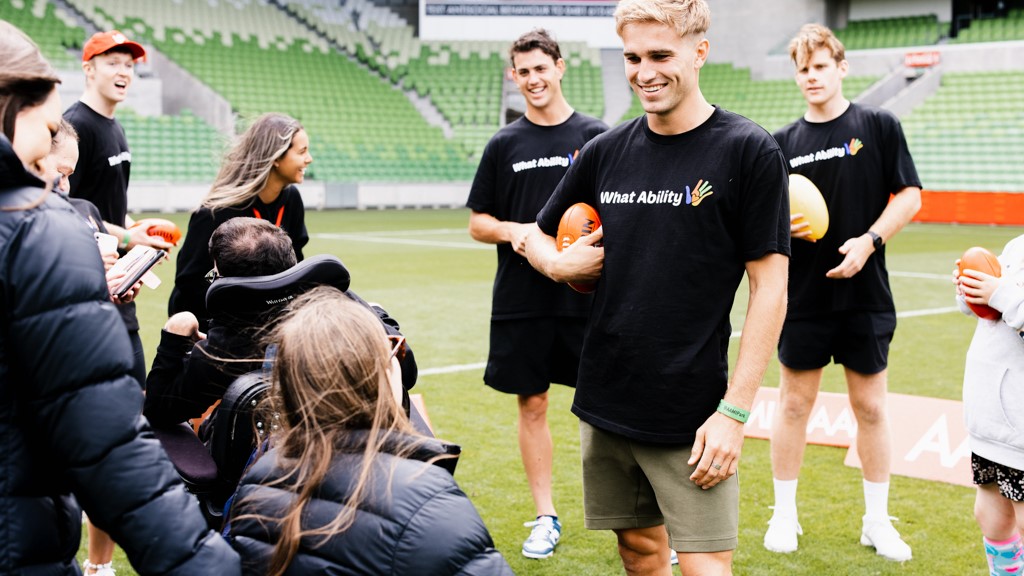 Athletes and attendees enjoying What Ability Day at AAMI Park.