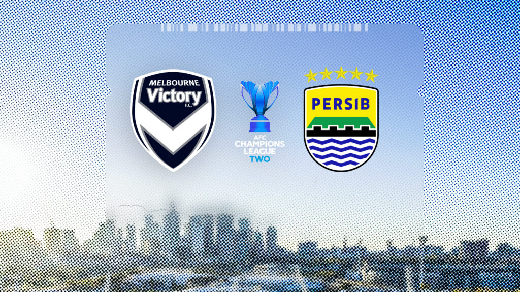 Melbourne Victory and Persib-Bandung logos on a light blue background.