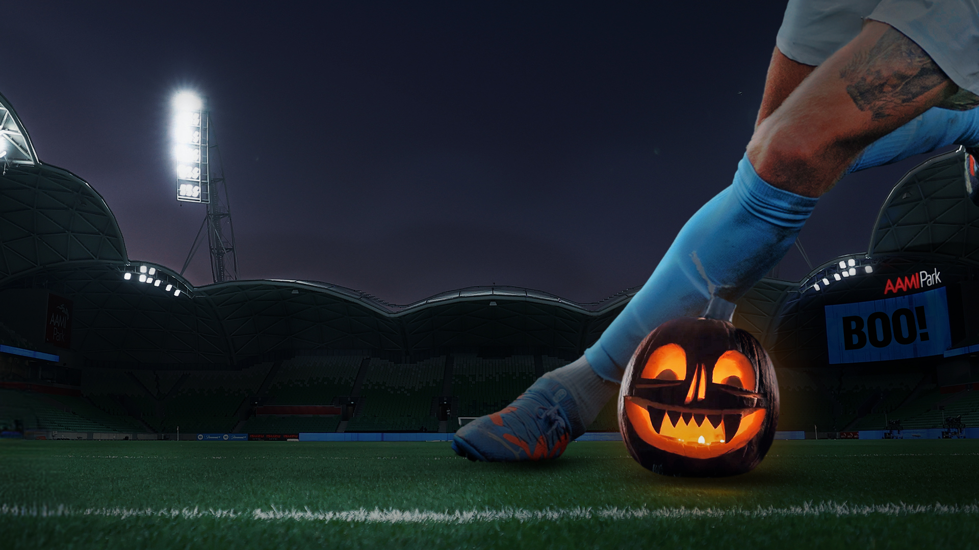 Halloween themed artwork for Melbourne City FC game.