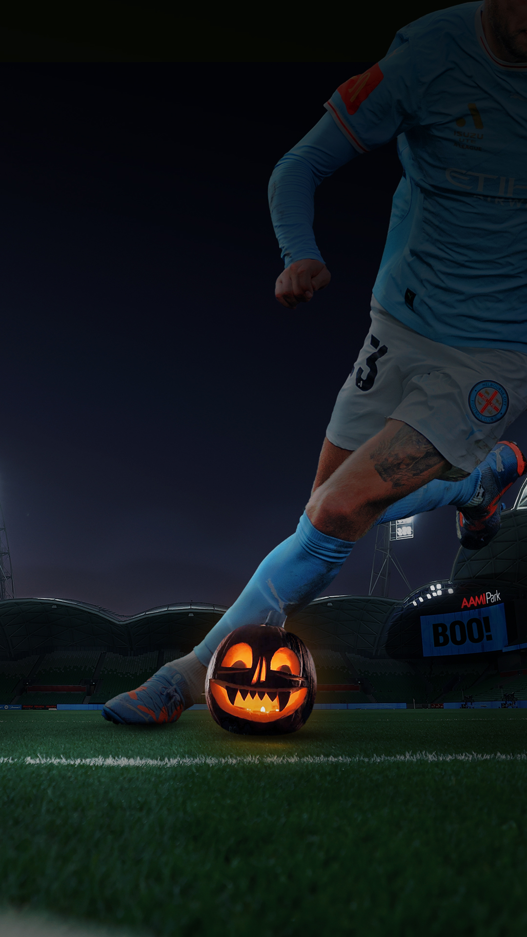 Halloween themed artwork for Melbourne City FC game.
